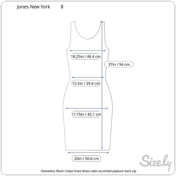 Jones New York Black Sleeveless Lined Dress Satin Stripe Peplum Back Slit Size 8 - Picture 7 of 7